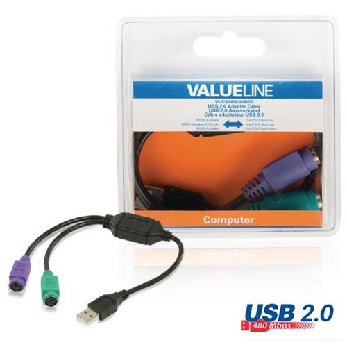 Adaptador USB a 2 salidas PS2 Blister Valueline