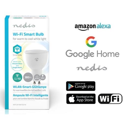 Nedis Lampara inteligente GU10-4.5W Alexa Google