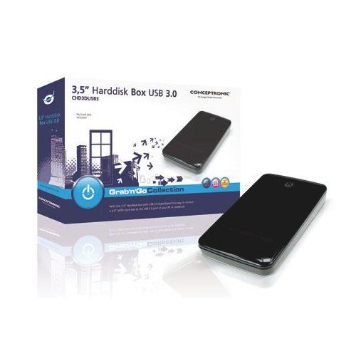 Caja 3,5" USB3 Discos SATA Conceptronic Negra