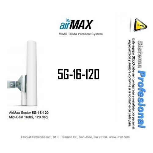 Antena Wifi Sectorial 120º 16dBi 5Ghz Ubiquiti