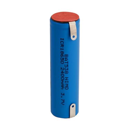 Bateria Litio recargable 3,6V 2400mAh 18650 18x65mm alta descarga soldar