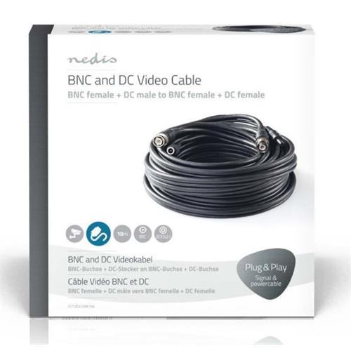 Cable video montado BNC/BNC + alimentacion 10m