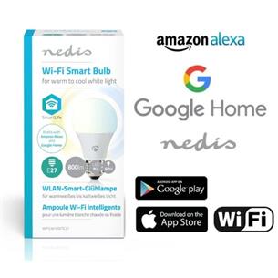 Nedis Bombilla inteligente E27-9W Alexa Google