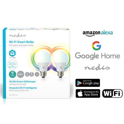 Nedis Pack 2 Bombillas Wifi E27-9W Alexa Google