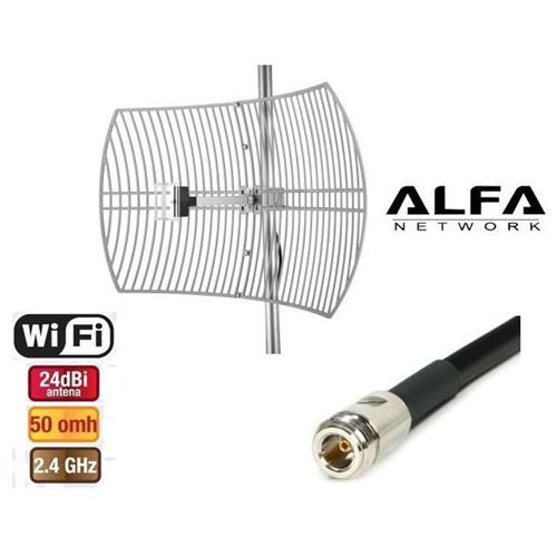 Antena Wifi parabolica rejilla 24db 2,4GHz Alfa