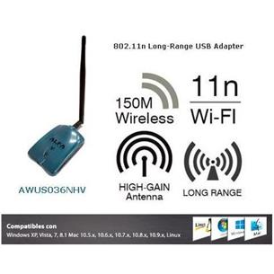 Adaptador Wifi USB+Antena 5dBi Alfa AWUS036NHV