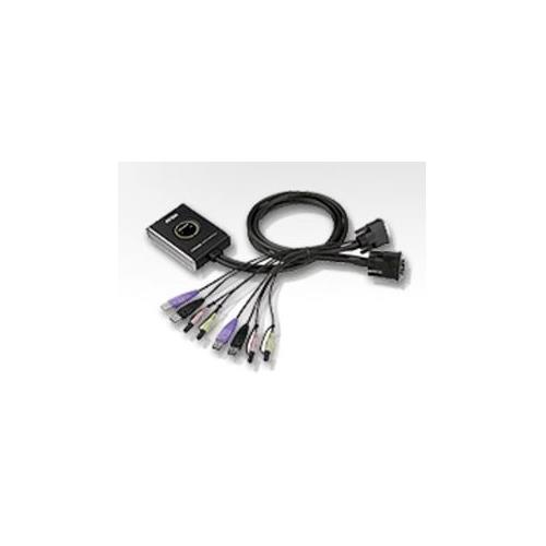 KVM switch DVI-D+USB+sonido 2PC 1,2m Aten