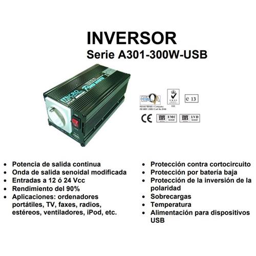 Inversor 24V a 230vac 300W