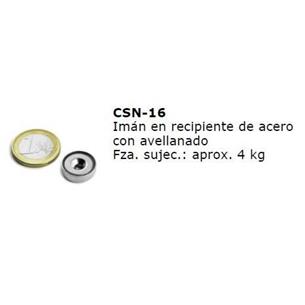 Iman en recipiente avellanado 16x4.5mm Neodimio FA-6.9 Kg