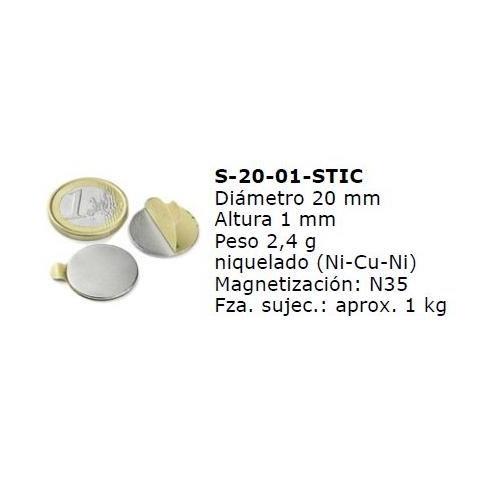 Disco magnetico Ø 20mm x 1mm Adhesivo  FAS 1 Kg (iman)