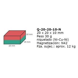 Bloque magnetico 20x20x10mm FSA 12kg (iman)