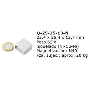 Bloque magnetico 25,4x25,4x12,7mm,FSA 20kg (iman)