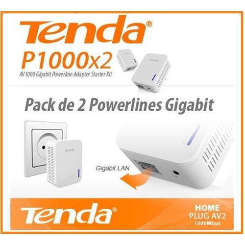 Kit Homeplug PLC Tenda P1000x2 unds Gigabit