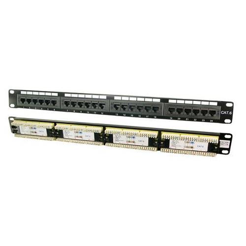 Panel rack 19" 24 puertos RJ45 UTP cat.6