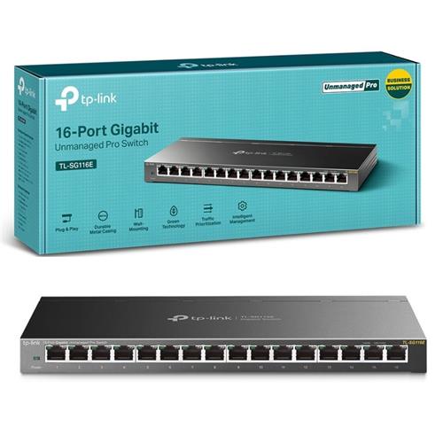 Switch 16 puertos 10/100/1000 TP-Link SG116E Semi Gestionable