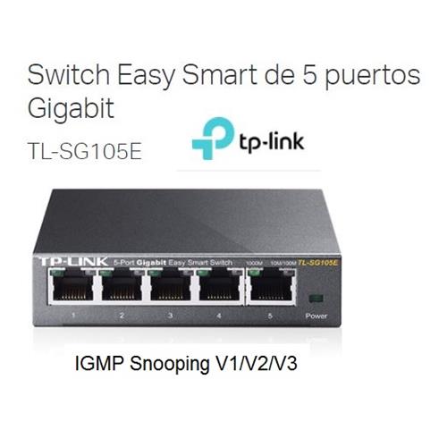 Switch 5 puertos 10/100/1000 TP-Link SG105E Smart