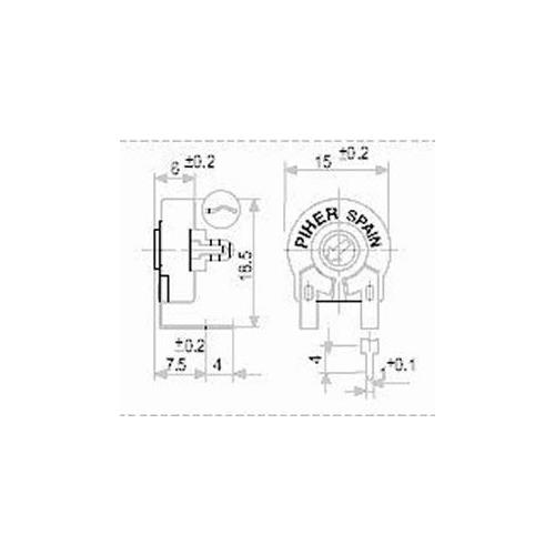 Potenciometro ajuste PT15 NV 200ohm