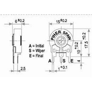 Potenciometro ajuste PT15 NH 250ohm 2
