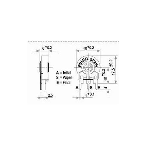 Potenciometro ajuste PT15 NH 250ohm