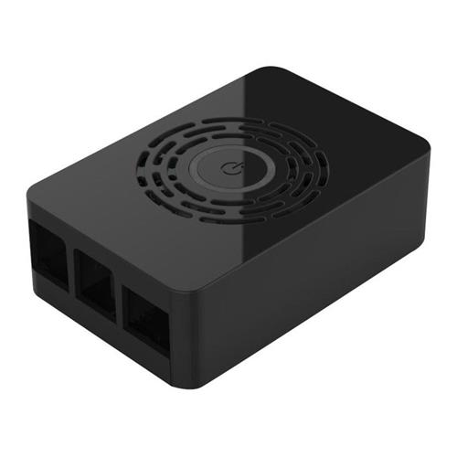 Caja Raspberry pi 4 negra con boton de power