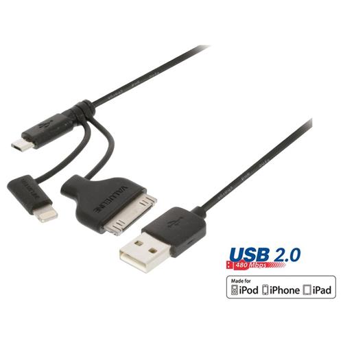 Cable USB microB Lightning Carga y datos Negro