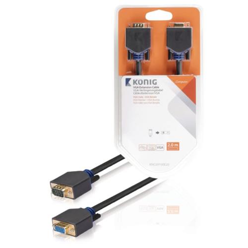 Cable monitor VGA HD15 macho hembra 2m Blister HD