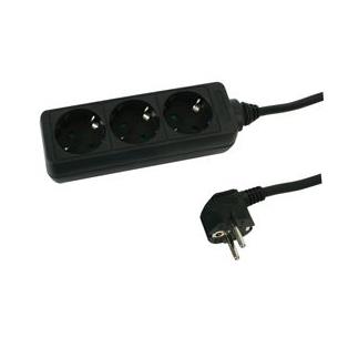 Regleta 3 tomas cable 3m, negra