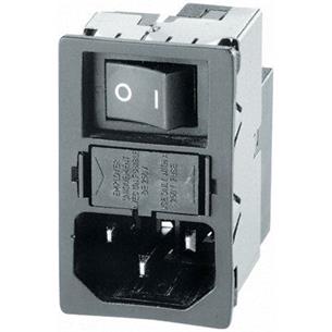 Conector IEC C14, c/interruptor, portafuible 6A y filtro