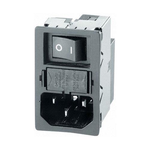 Conector IEC C14, c/interruptor, portafuible 6A y filtro