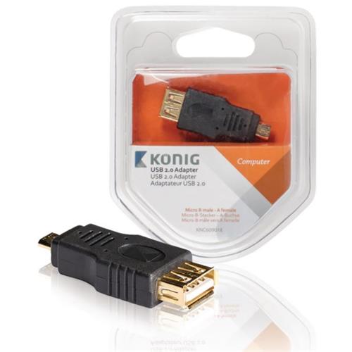 Adaptador USB A-H a USB microB Blister Konig