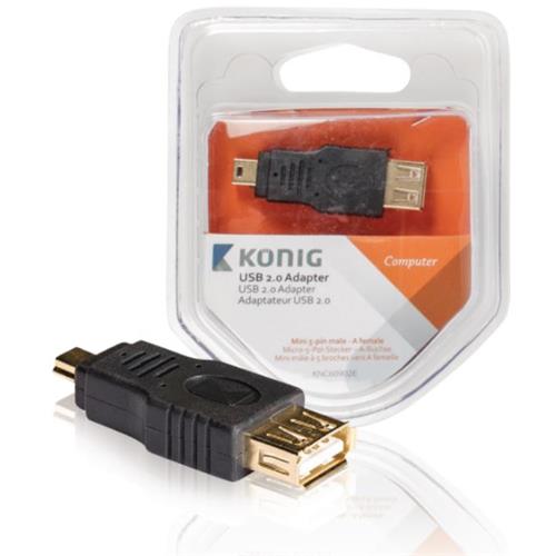 Adaptador USB A-H a USB mini 5p Blister Konig