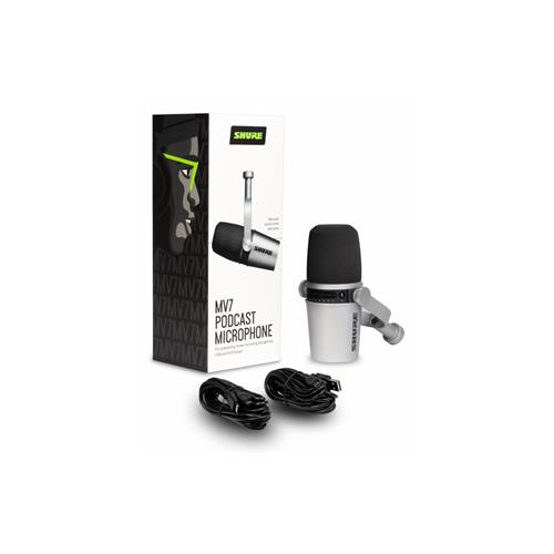 Microfono vocal dinamico hibrido XLR/USB plateado MV7-S Microfono vocal dinamico hibrido XLR/USB plateado MV7-S