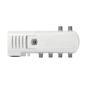 Amplificador de Vivienda 1e/(4s+TV) F: 47...694MHz G 16dB Televes