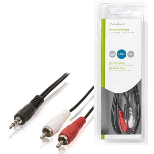 Cable Jack ST.3,5mm a 2 RCA 1m Blister Nedis