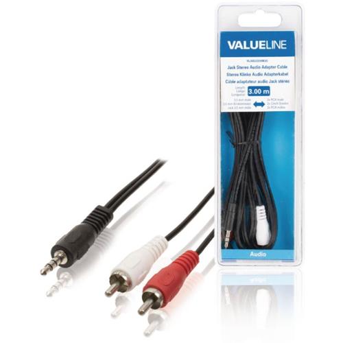 Cable Jack ST.3,5mm a 2 RCA 3m Blister Valueline