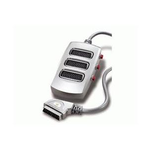 Conmutador euroconector 1 macho a 3 hembras