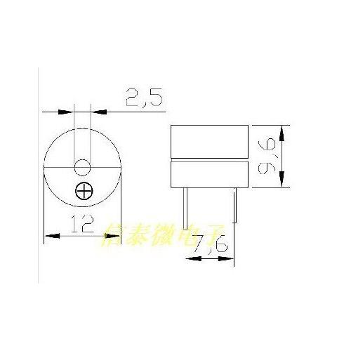 Zumbador piezoceramico circuito impreso 5Vac SIN Oscilador