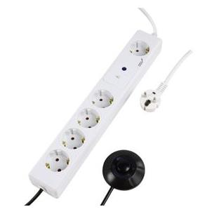 Regleta 5 tomas cable 1,5m, blanca c/int.a distancia