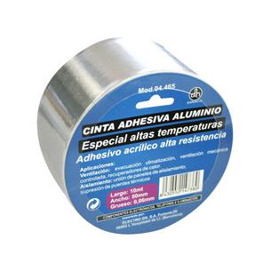 Cinta adhesiva de aluminio. Especial para altas temperaturas. 10mts.