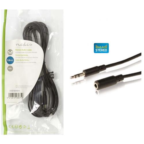 Cable audio Jack 3,5 St. macho hembra 1m Nedis