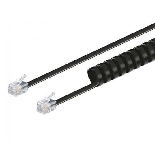 Cable para microfono en espiral RJ9 negro 2mts