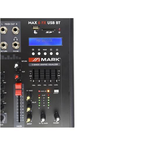 Mezclador de audio MAX 6 FX USB BT