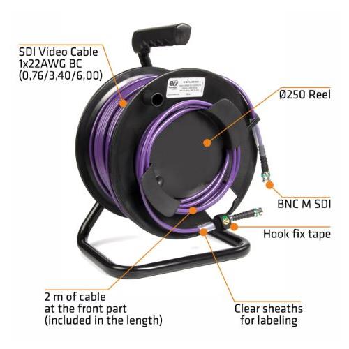 Portacables con cable de video SDI-4K-UHD Long. 50m R-SDI-234/050