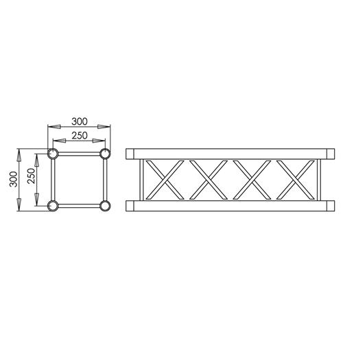 Truss cuadrado Serie F 30 x 0,5m plata EC 3005 F