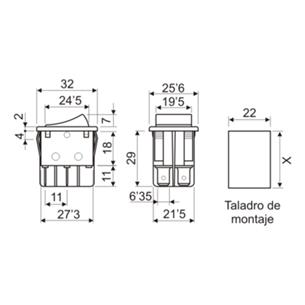 Pulsador bipolar 2 posiciones con retorno, 16A/250V 2