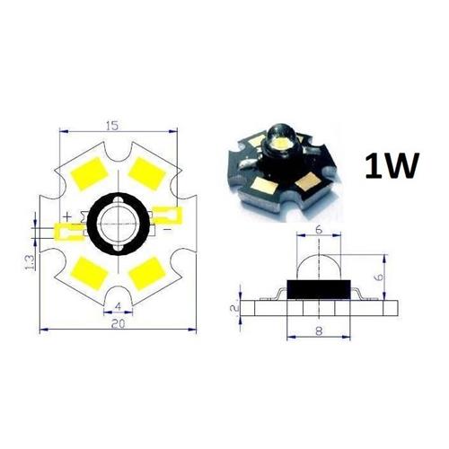 Led Star con disipador 1W Blanco Neutro