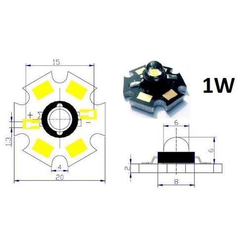 Led Star con disipador 1W Blanco Frio