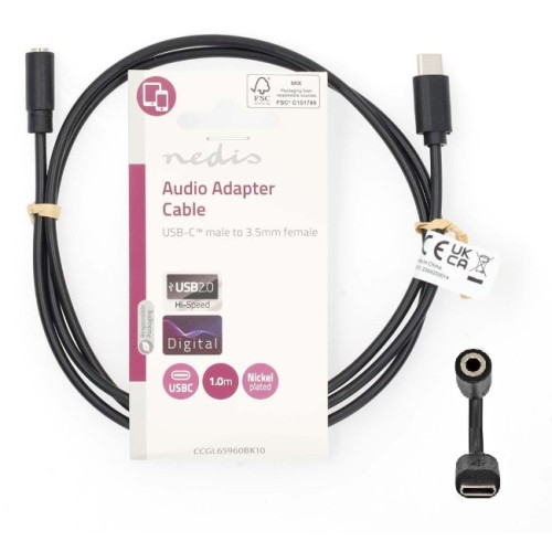 Adaptador USB-C-Jack 3.5mm 4pin Nedis 1mts