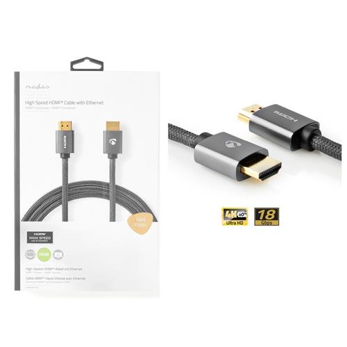 Cable HDMI 0.5mts Ultra M-M 18Gbps 4K60hz Nedis