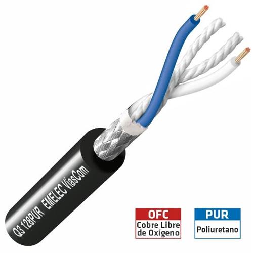 Cable microfono OFC malla trenzada negro 2x0,35mm Q3128